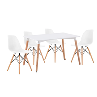 Dining Table &amp; 4 Wooden Dining Chairs - White