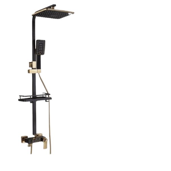 All-Copper, Black And Gold Three-Speed Donstant-Temperature Showerhead Set