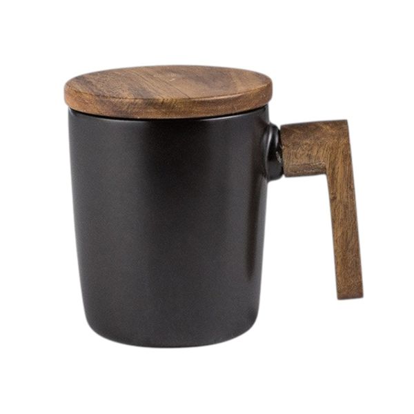Creative Nordic Wooden Handle Mug With Lid - 400ML