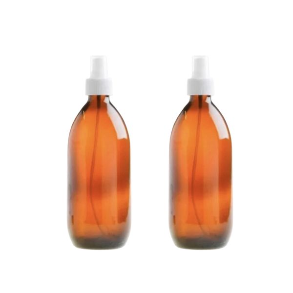 2 Pack 500ml Amber Spray Bottles with White Mist Spray Nozzle