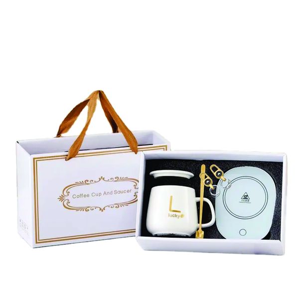 Smart Ceramic Coffee Warming Coaster &amp; Mug Set with Teaspoon &amp; Key Holders
