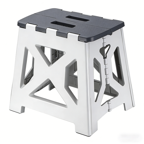 Portable Plastic Folding Stool Outdoor Camping Stool Chair Seat - Grey