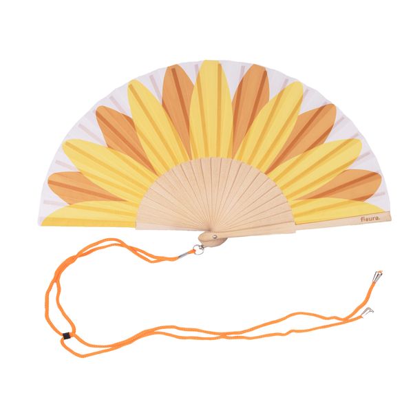 Sunflower Handheld Fan - Wood &amp; Textile