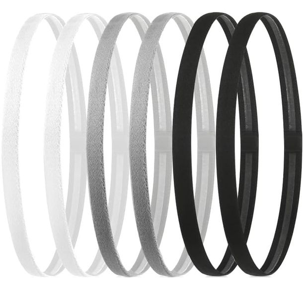 6 Piece Elastic Sports Headbands Non-Slip for Women Men Silicone Grip