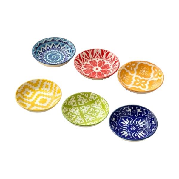 6 Piece - Ceramic Bohemian Design Bowl Set - Multicolour