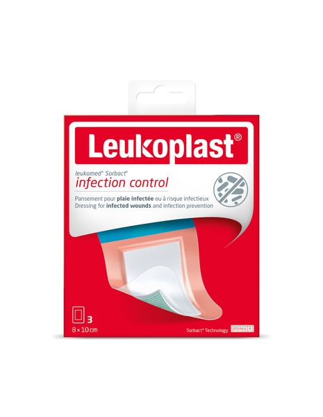 Leukoplast leukomed Sorbact Infection Control Wound Dressing 8x10cm (3's)