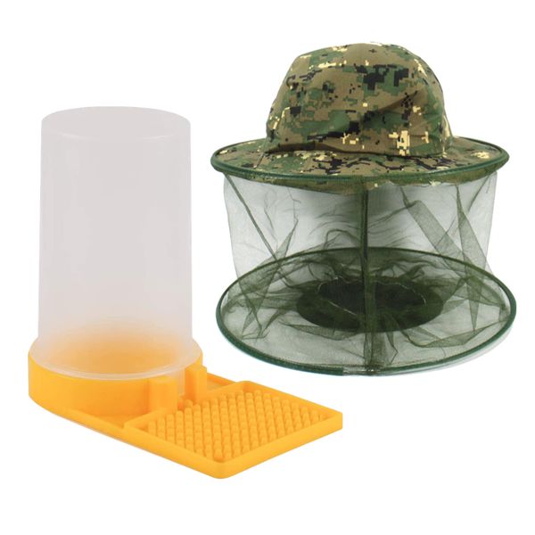 Garden Hobby Beekeeping Mesh Hat And Bee Water Dispenser set of 2