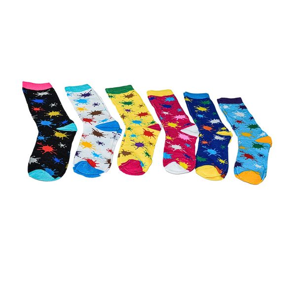 Splashed Colors Design Comfortable Socks-6 Pairs