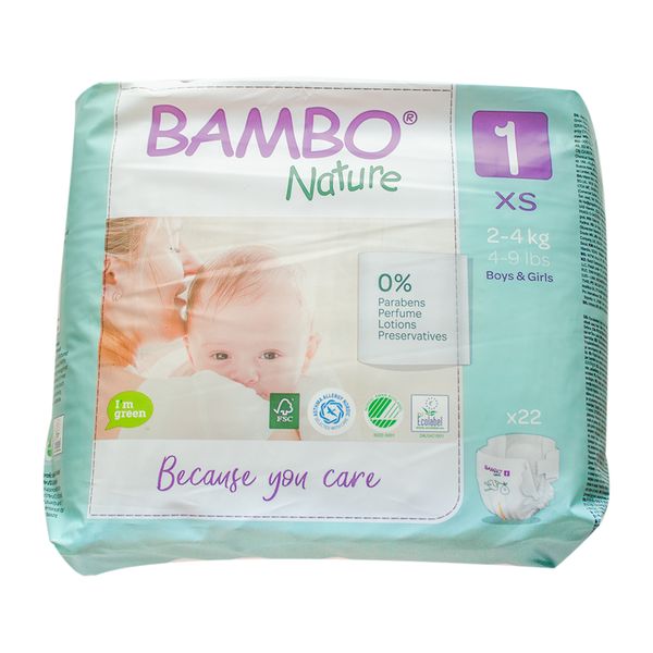 Bambo Nature Size 1 (Newborn) 2-4 kg's 22's