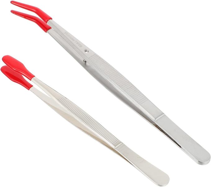 2pcs Stainless Steel Elbow Tweezers Wide Tip Precision Tools for Jewelry