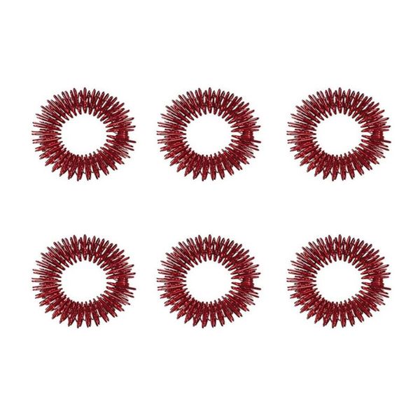 6 Acupressure Stress Relief Massage Finger Rings - Red