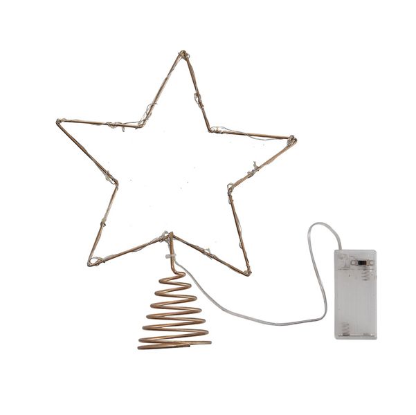 Deck The Halls - Gold Star Christmas Tree Topper Lights
