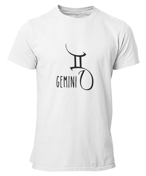 PepperSt Mens White T-Shirt - Gemini Symbol