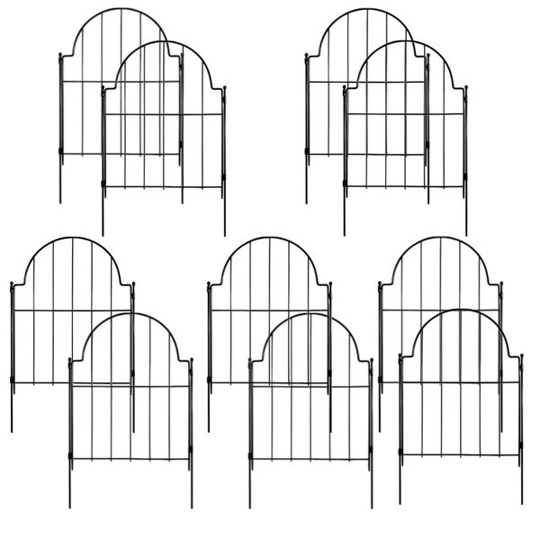 Garden Decorative Metal Fence Panel Pet Barrier 43cm Set of 10
