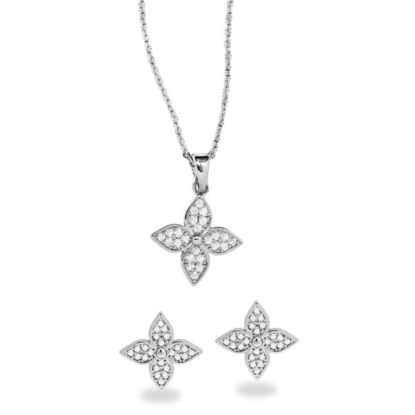 iDesire Premium Cubic Zirconia Flower Necklace &amp; Earring Set