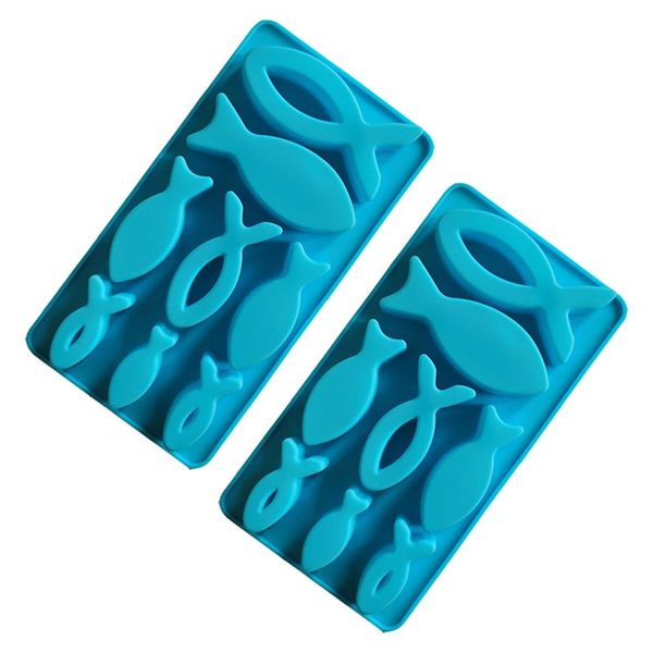 2Pcs Silicone Mould Fish, 8 Grid Fish Silicone Moulds for Chocolate Ice-Cub