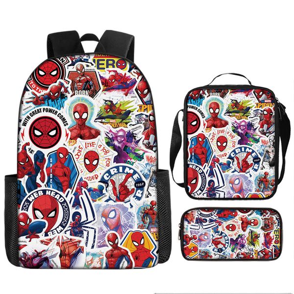 Kids School Backpack Set - Bag, Lunch Box and Pencil Case Spider Man - 3 Piece