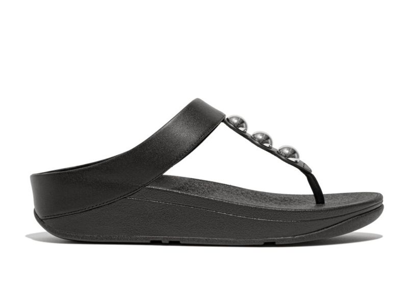FitFlop Fino Mirror-Dome Leather Silver