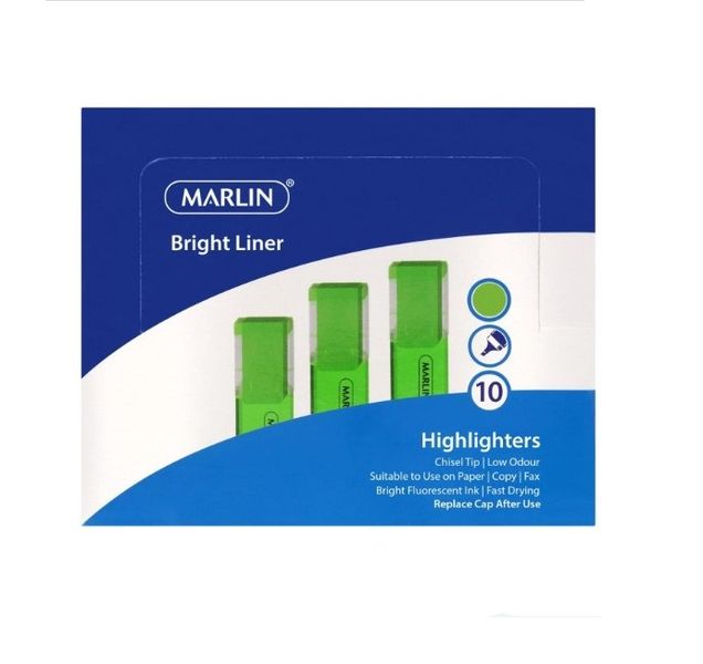 Marlin - Set Of 10 Purple Bright Liners Highlighters (Pack Of 6)