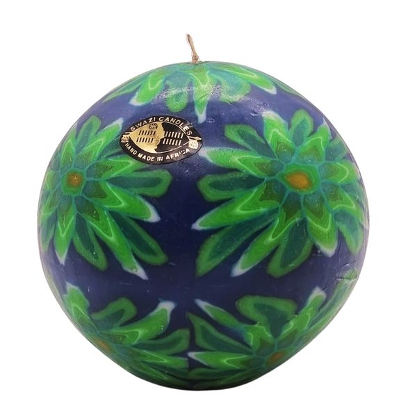Swazi Hand Made Green Floral Rounded Candle