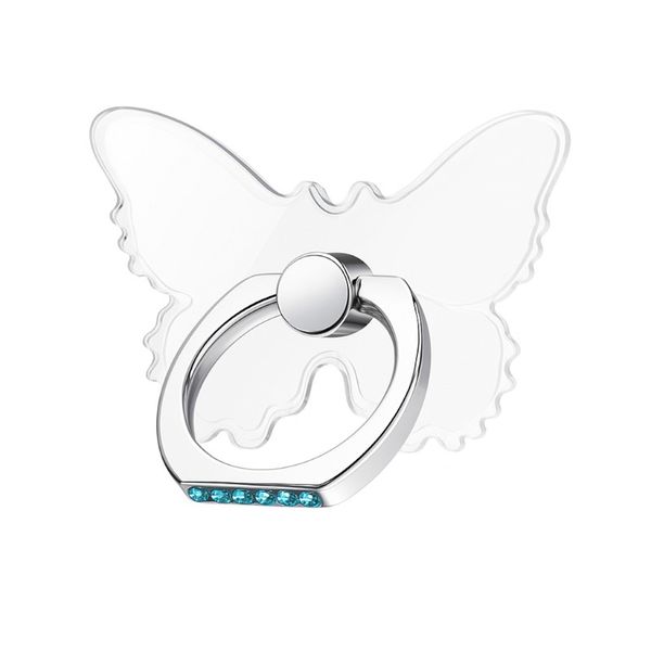 Butterfly Crystal Phone Ring Holder - Blue/Transparent