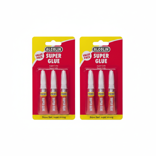 Alcolin - Super Glue 3 x 3g Tubes - Fast-Setting Adhesive - 2 Pack