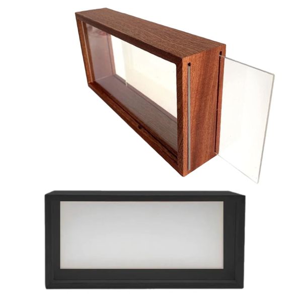 Decor Wooden Double-Sided Storage Display Box Frame Dark (26cm) - Set of 2