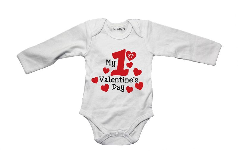 My 1st Valentine's Day - Hearts - Long Sleeve - Baby Grow