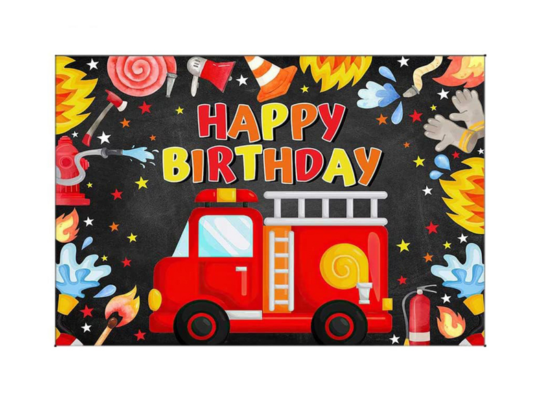 Medium Kids Birthday and Photography Backdrop - Firefighter