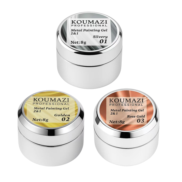 KOUMAZI Luxe Mirror Metallic Gel Set - 3 Ultra-Pigmented Chrome Shades