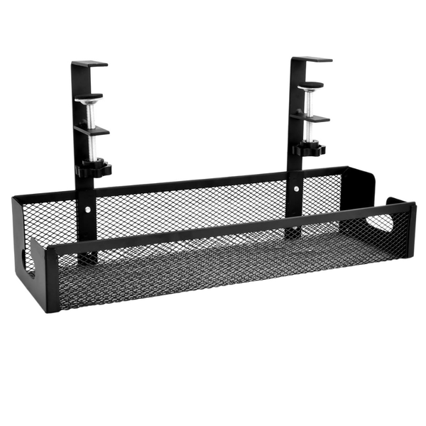 AICOM Metal Mesh Clamp On Cable Management Tray Under Desk Cord Organizer