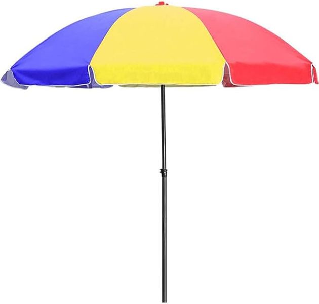 Height Adjustable 8 People Striped Beach Umbrella RED