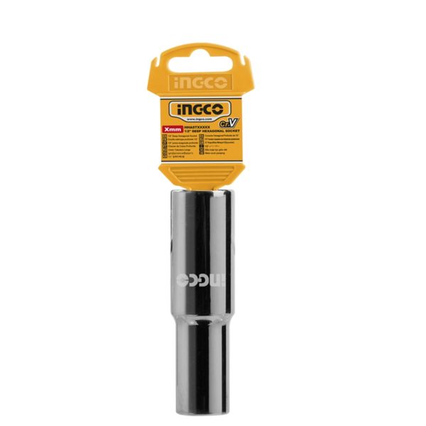 Ingco - Socket Deep Hex 1/2" DR 6-Point, 9 mm