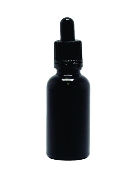 x50 Amber Essential Oil Glass Bottle with Black Pipette - 30ml