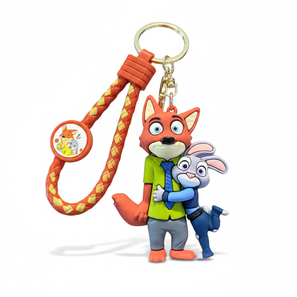3pc Zootopia Nick &amp; Judy Hug Keychain - Dynamic Duo Fun for Keys &amp; Bags!