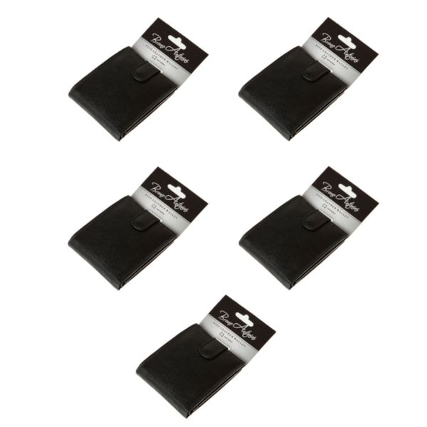 Bruno Antonini Men's Gents Designer Black Leather Wallet - 5 Pack