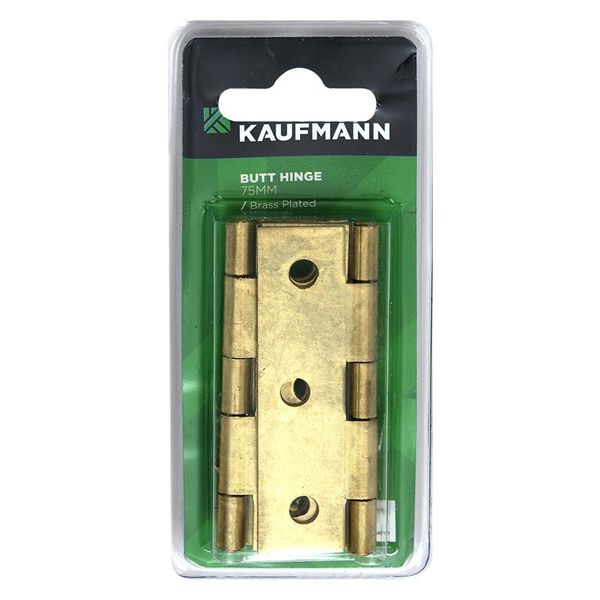 Kaufmann Butt Hinge 75mm Brass Plated (Pair)