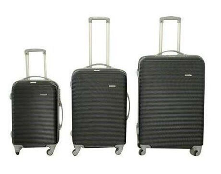 3-Piece Luggage Set-Durable ABS Material,Black Ribbed Design,Spinner Wheels