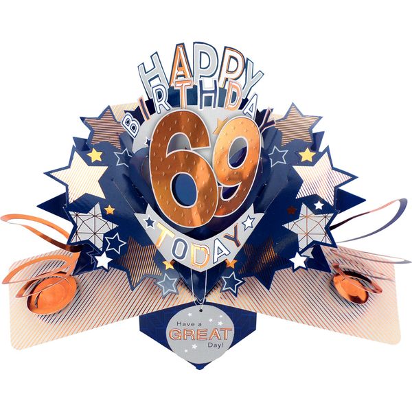 Happy 69th Birthday 3D Pop Up Card - Male