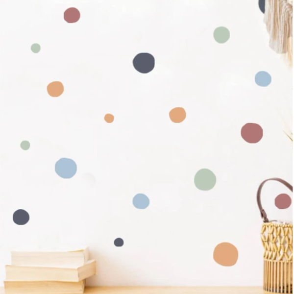 Boho Polka Dots Vinyl Wall Stickers For Kids Room, Peel And Stick