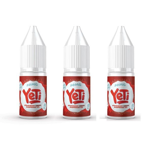 10ml Yeti Nic Salts Vape Juice -Strawberry Cherry Raspberry Ice-50mg-3 Pack