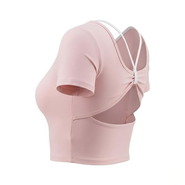 Butterfly Back Yoga Top with Built-in Chest Pads - Slim Fit Sports Shirt