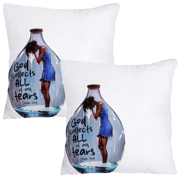 Scatter Cushion Cover Set - God collects all my tears (Psalm 56-8)