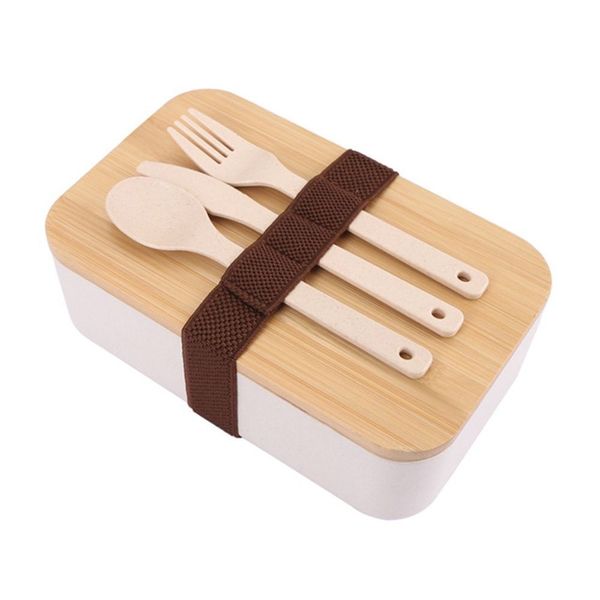 Bamboo Lid Lunch Box Eco-friendly Bento Box with Cutlery Set - 800ml