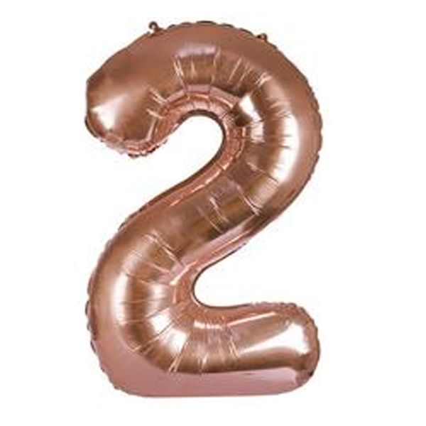 Balloon Number 2 Helium Foil Rose Gold - 102cm