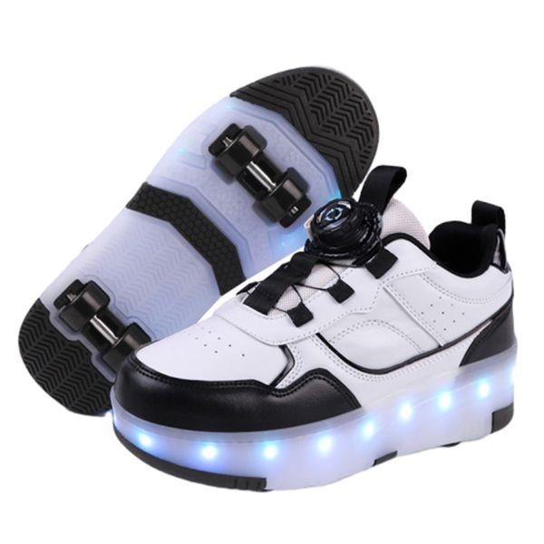 Roller Shoes With Wheels Led Light Up Rechargeable Sport Sneaker