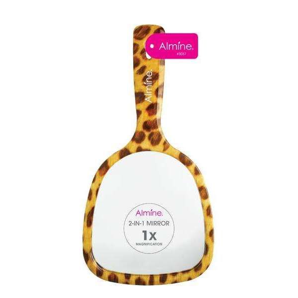 Almine - 3 in 1 Hand Mirror Cheetah Print 1x 3x 5x - 2 Pack