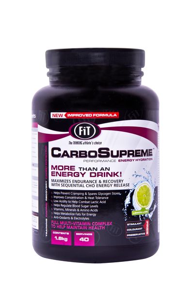 FiT Sports CarboSupreme Race Sports Drink, 1.8kg 40 Servings-Lemon-Lime
