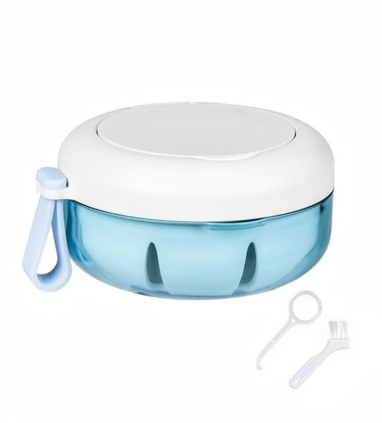 Portable Leak Proof Dentures Storage Case Kit, With Strainer, Denture Brush