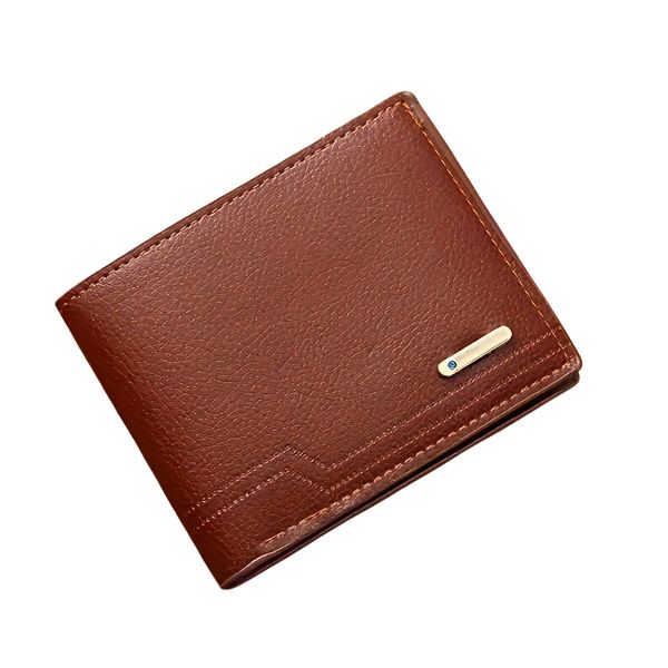 Classic Brown Leather Men's Bi-Fold Wallet with Accent Detail